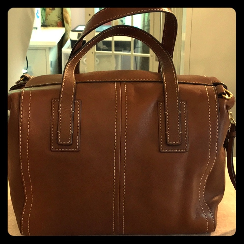 FOSSIL EMMA LEATHER BROWN SATCHEL